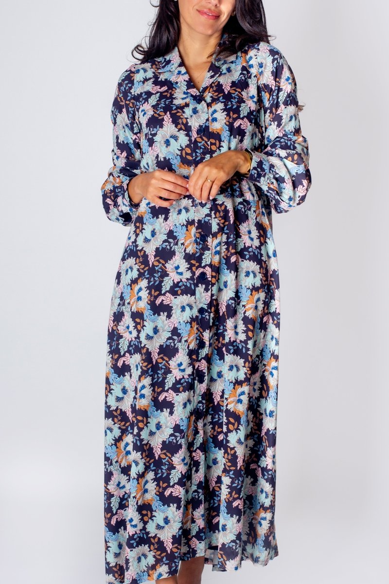 ALINA DRESS (NAVY FLOWER) 49&quot; - Dress - Yakira Bella