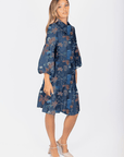 Allie Dress Long Sleeve 41" (Navy Pattern) - Dress - Yakira Bella