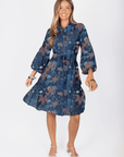 Allie Dress Long Sleeve 41" (Navy Pattern) - Dress - Yakira Bella