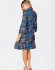 Allie Dress Long Sleeve 41" (Navy Pattern) - Dress - Yakira Bella