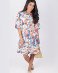 ALLIE DRESS SHORT SLEEVE 36" (IVORY PATTERN) - Dress - Yakira Bella