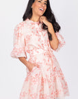 ALLIE DRESS SHORT SLEEVE 36" (PINK FLOWER) - Dress - Yakira Bella