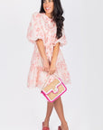 ALLIE DRESS SHORT SLEEVE 36" (PINK FLOWER) - Dress - Yakira Bella