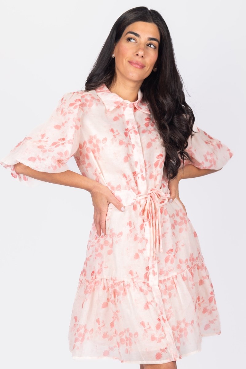 ALLIE DRESS SHORT SLEEVE 36" (PINK FLOWER) - Dress - Yakira Bella