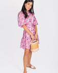 ALLIE DRESS SHORT SLEEVE 36" (PINK/PURPLE PATTERN) - Dress - Yakira Bella