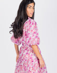 ALLIE DRESS SHORT SLEEVE 36" (PINK/PURPLE PATTERN) - Dress - Yakira Bella