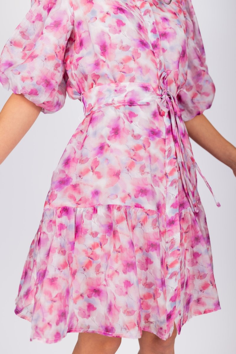 ALLIE DRESS SHORT SLEEVE 36&quot; (PINK/PURPLE PATTERN) - Dress - Yakira Bella