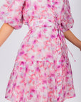 ALLIE DRESS SHORT SLEEVE 36" (PINK/PURPLE PATTERN) - Dress - Yakira Bella