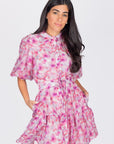 ALLIE DRESS SHORT SLEEVE 36" (PINK/PURPLE PATTERN) - Dress - Yakira Bella