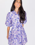 ALLIE DRESS SHORT SLEEVE 36" (PURPLE FLOWER) - Dress - Yakira Bella