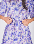 ALLIE DRESS SHORT SLEEVE 36" (PURPLE FLOWER) - Dress - Yakira Bella