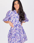 ALLIE DRESS SHORT SLEEVE 36" (PURPLE FLOWER) - Dress - Yakira Bella