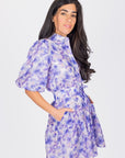 ALLIE DRESS SHORT SLEEVE 36" (PURPLE FLOWER) - Dress - Yakira Bella