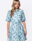 Allie Dress Short Sleeve 37" (Green Flower) - Dress - Yakira Bella