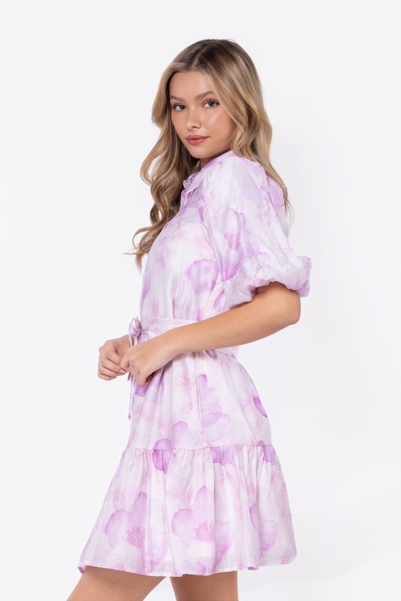 Allie Dress Short Sleeve 37" (White/Pink) - Dress - Yakira Bella