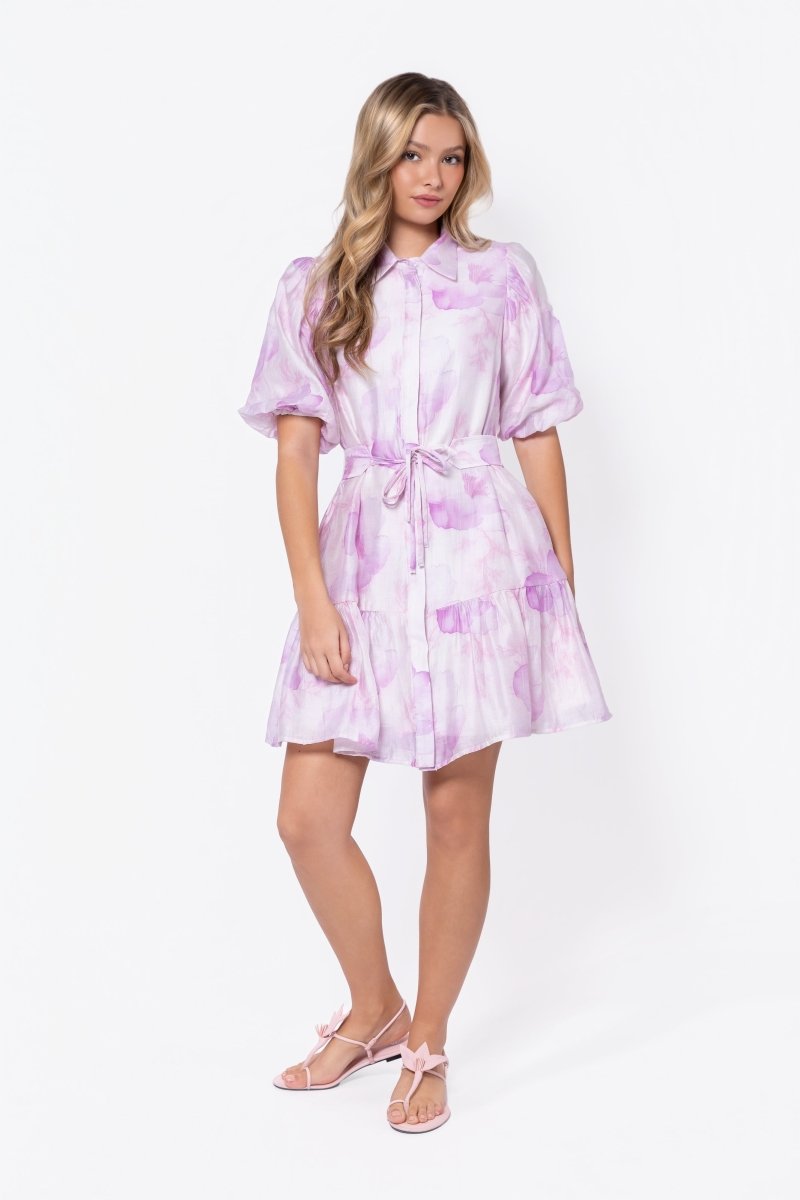 Allie Dress Short Sleeve 37" (White/Pink) - Dress - Yakira Bella