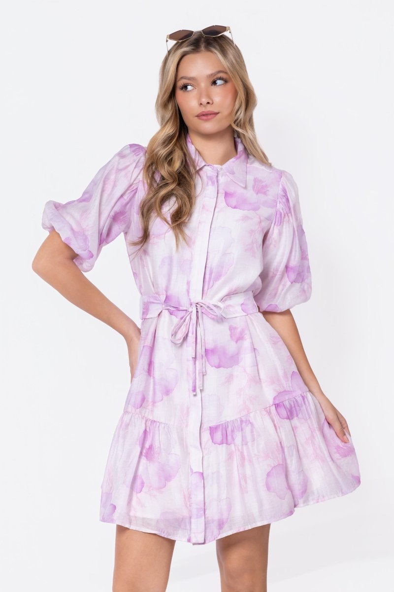 Allie Dress Short Sleeve 37" (White/Pink) - Dress - Yakira Bella