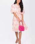 ALLIE DRESS SHORT SLEEVE 41" (PINK FLOWER) - Dress - Yakira Bella