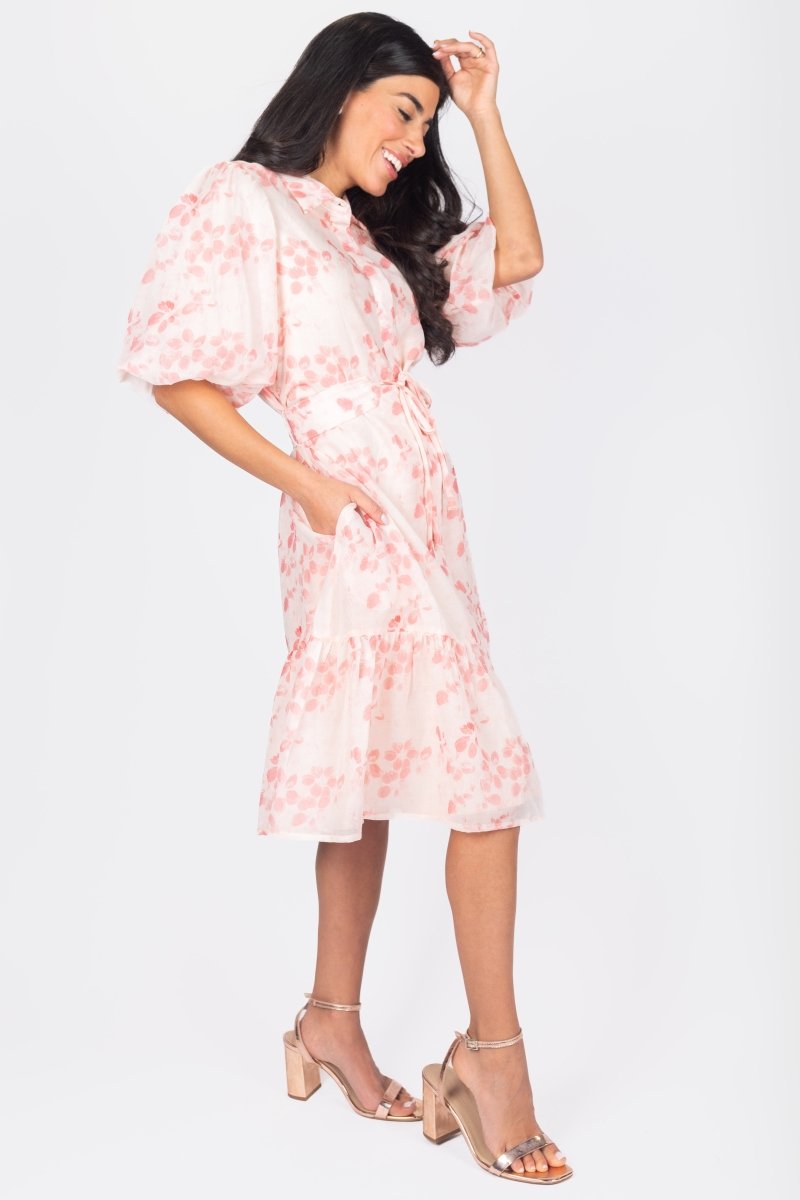 ALLIE DRESS SHORT SLEEVE 41" (PINK FLOWER) - Dress - Yakira Bella