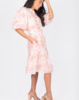 ALLIE DRESS SHORT SLEEVE 41" (PINK FLOWER) - Dress - Yakira Bella