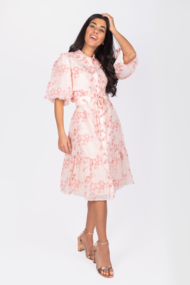 ALLIE DRESS SHORT SLEEVE 41" (PINK FLOWER) - Dress - Yakira Bella