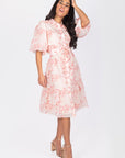 ALLIE DRESS SHORT SLEEVE 41" (PINK FLOWER) - Dress - Yakira Bella