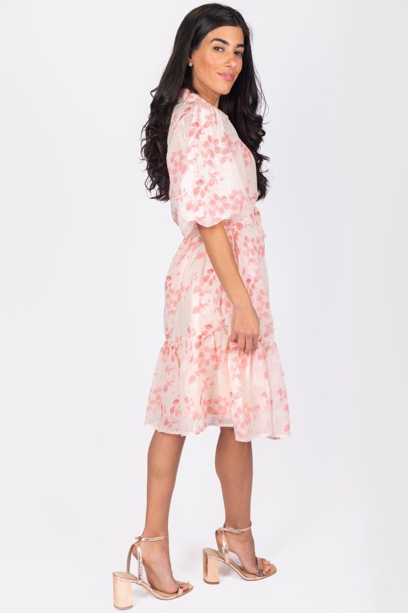 ALLIE DRESS SHORT SLEEVE 41&quot; (PINK FLOWER) - Dress - Yakira Bella