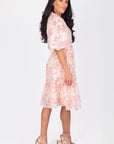 ALLIE DRESS SHORT SLEEVE 41" (PINK FLOWER) - Dress - Yakira Bella