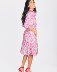 ALLIE DRESS SHORT SLEEVE 41" (PINK/PURPLE PATTERN) - Dress - Yakira Bella