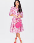 ALLIE DRESS SHORT SLEEVE 41" (PINK/PURPLE PATTERN) - Dress - Yakira Bella