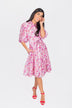 Allie Dress Short Sleeve 41" (Pink/Purple Pattern)