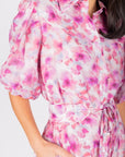 ALLIE DRESS SHORT SLEEVE 41" (PINK/PURPLE PATTERN) - Dress - Yakira Bella