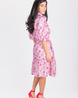 ALLIE DRESS SHORT SLEEVE 41" (PINK/PURPLE PATTERN) - Dress - Yakira Bella