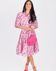 ALLIE DRESS SHORT SLEEVE 41" (PINK/PURPLE PATTERN) - Dress - Yakira Bella