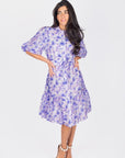 ALLIE DRESS SHORT SLEEVE 41" (PURPLE FLOWER) - Dress - Yakira Bella