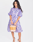 ALLIE DRESS SHORT SLEEVE 41" (PURPLE FLOWER) - Dress - Yakira Bella