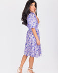 ALLIE DRESS SHORT SLEEVE 41" (PURPLE FLOWER) - Dress - Yakira Bella