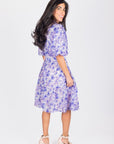 ALLIE DRESS SHORT SLEEVE 41" (PURPLE FLOWER) - Dress - Yakira Bella