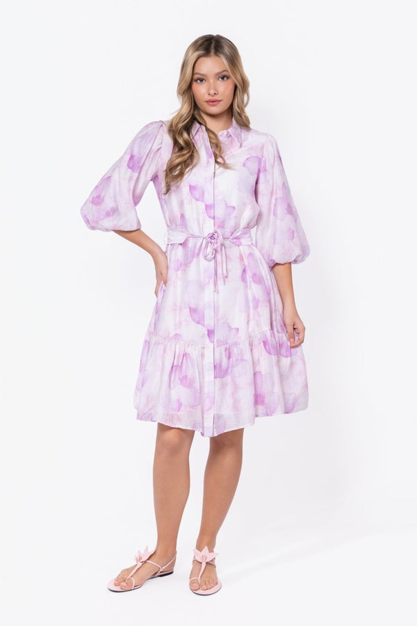 Allie Dress Short Sleeve 41" (White/pink) - Dress - Yakira Bella