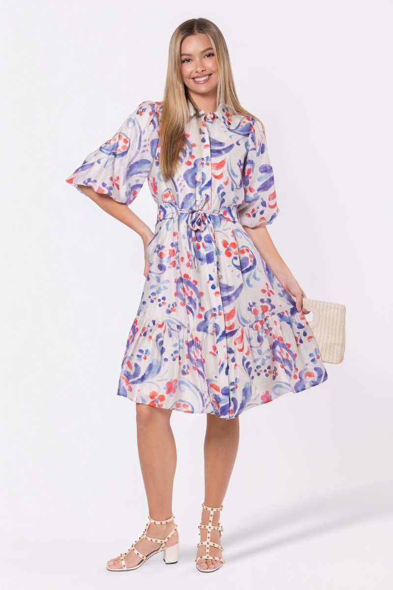 Allie Dress Short Sleeve 42" (Purple/Red) - Dress - Yakira Bella