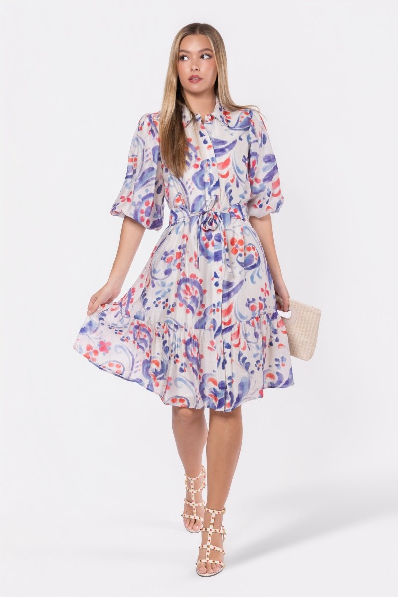 Allie Dress Short Sleeve 42" (Purple/Red) - Dress - Yakira Bella