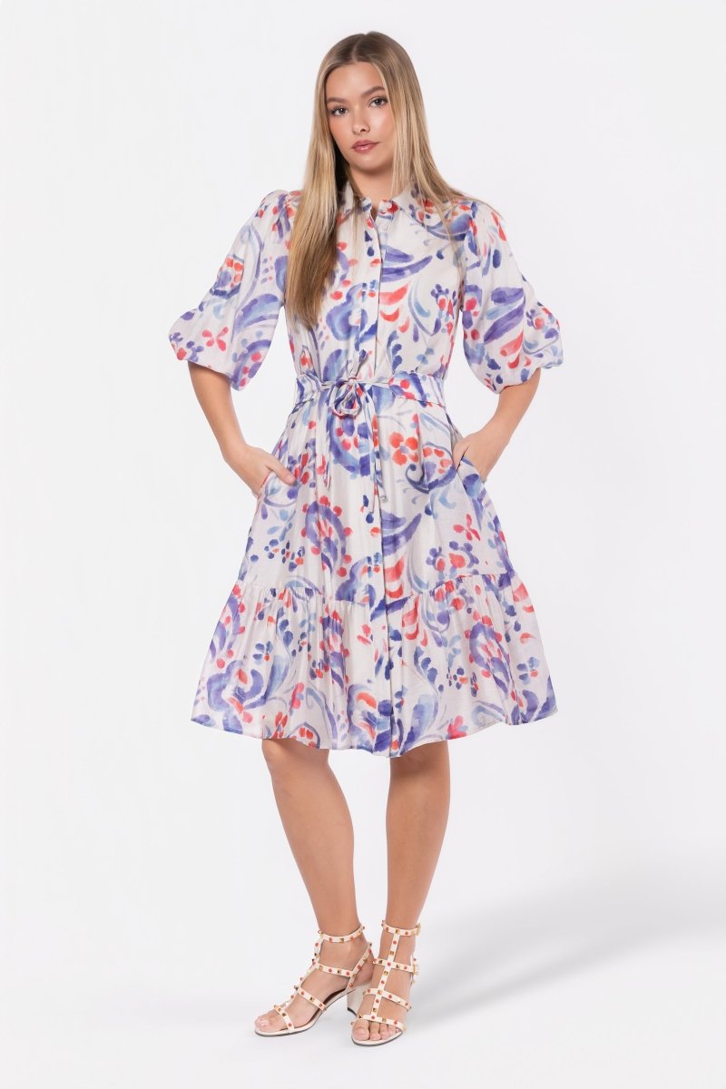 Allie Dress Short Sleeve 42" (Purple/Red) - Dress - Yakira Bella