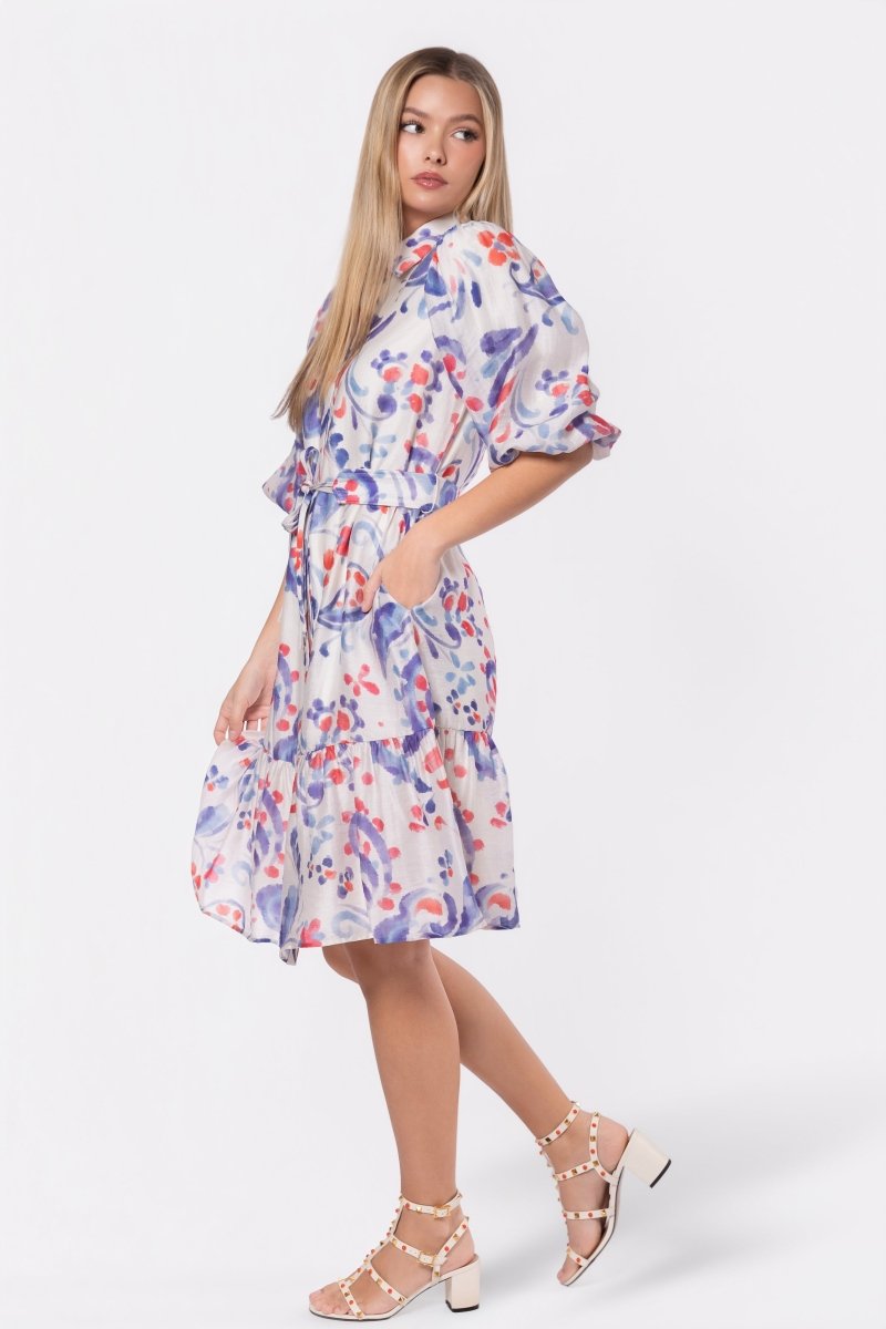 Allie Dress Short Sleeve 42" (Purple/Red) - Dress - Yakira Bella