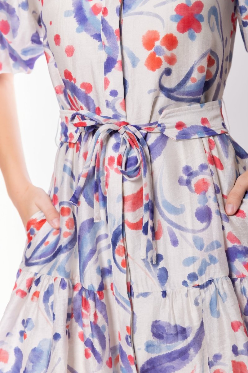 Allie Dress Short Sleeve 42" (Purple/Red) - Dress - Yakira Bella