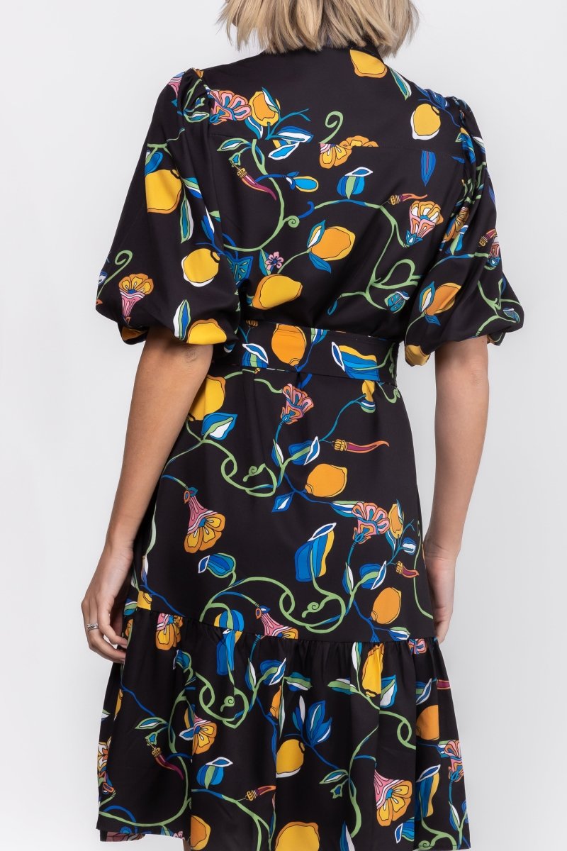 ALLIE DRESS Short Sleeve (BLACK/YELLOW) 41" - Dress - Yakira Bella