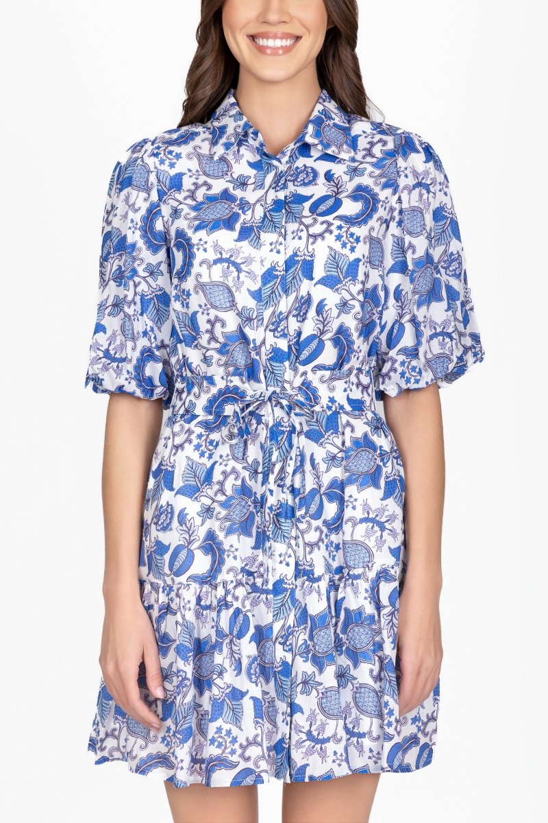 ALLIE DRESS Short Sleeve (LIGHT BLUE PATTERN) 36" - Dress - Yakira Bella