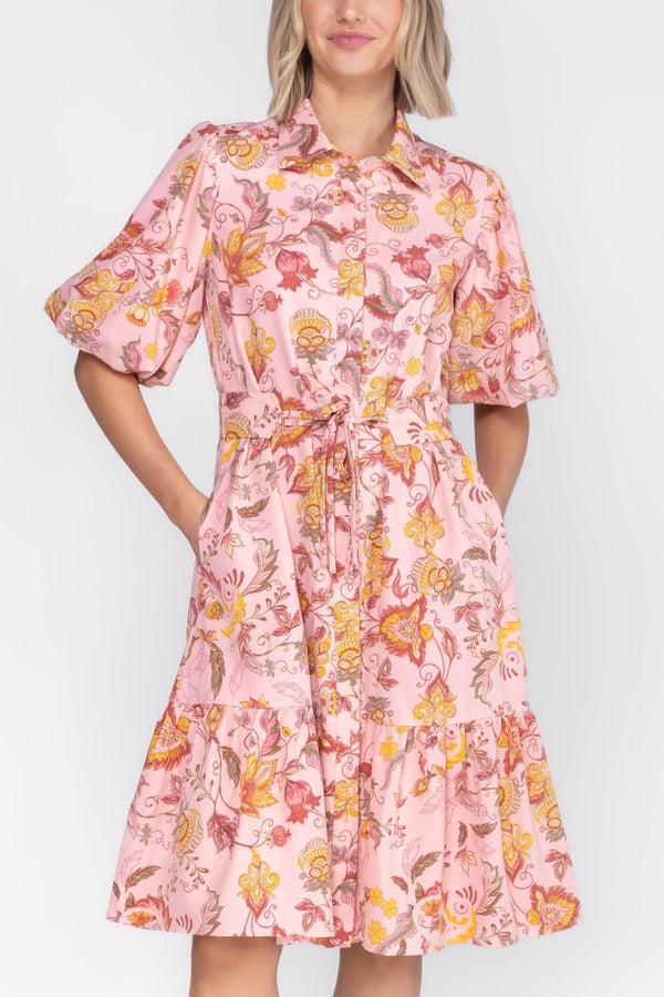 ALLIE DRESS Short Sleeve (PINK) 41" - Dress - Yakira Bella
