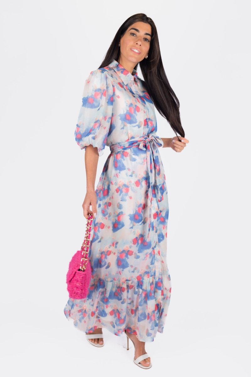 AMELIE DRESS 53&quot; (PEACH/BLUE) - Dress - Yakira Bella