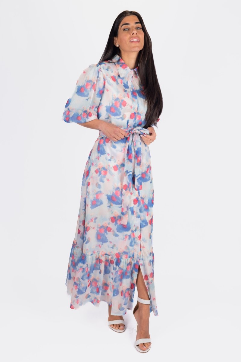 AMELIE DRESS 53&quot; (PEACH/BLUE) - Dress - Yakira Bella
