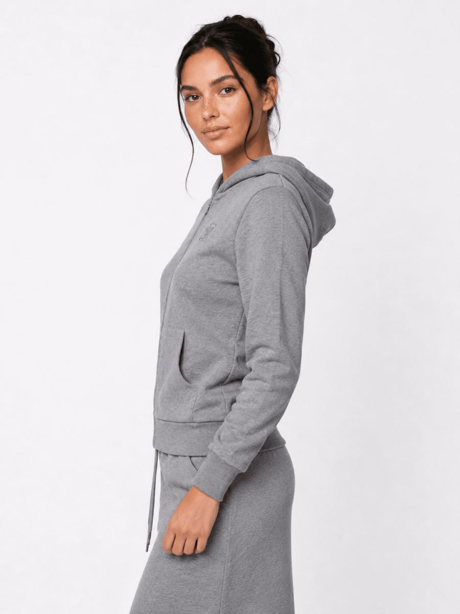 Amory Full-Zip Hoodie (Grey) - Top - Yakira Bella
